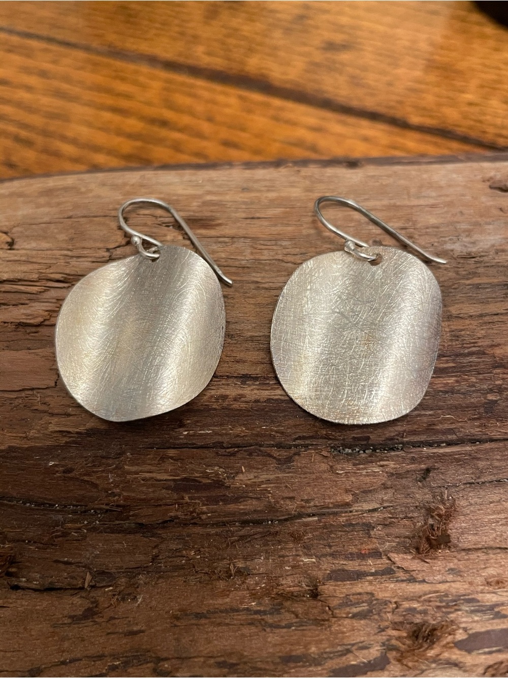 Silver Textured Disc Dangle Earrings - Women's Jewelry